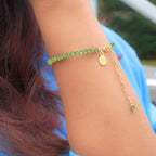 Faceted Bracelet for Women, Certified 925 Sterling Silver with 18K Gold Vermeil Healing Crystal Bracelets for Women - Crystals and Healing Stone Bracelet Women Jewelry for Gift - color: peridot