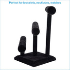 SSWBasics Jewelry Organizer Display Stand (3 Tier) - Necklace Bracelet and Watch Holder Display Stand, Black Velvet T-Bar Table Top Jewelry Tower