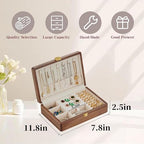 Travel Jewelry Case Small Wood Jewelry Organizer Jewelry Box for Women (Single Nut-Brown A) - color: Single Nut-Brown A
