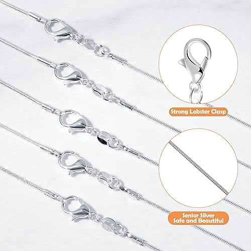 PAXCOO 25 Pack Chains for Jewelry Making, Necklace Chains Bulk Silver Plated Snake Chains for Necklace Jewelry Making, 1.2 mm - size: 18 Inches