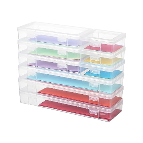 novelinks Plastic Clear Storage Containers for Organizing, Craft Storage Organizers and Stackable Storage Bins with Lids for Pencil Box, Bead, Cookie Cutter, Board Game (3 Small + 3 Medium + 3 Large) - color: 3 Small + 3 Medium + 3 Large -Clear