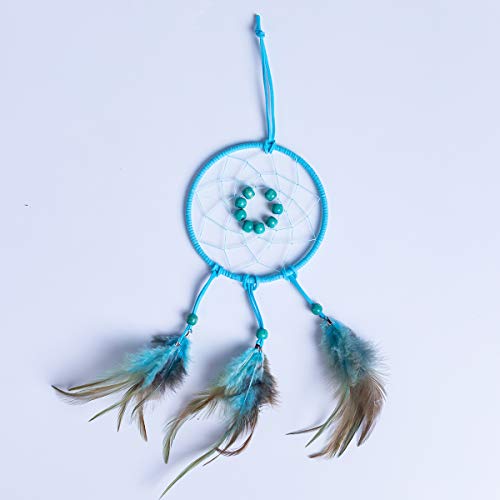 FANDOL DIY Dream Catcher Beginner Kit, Making Dream Catcher Supplies Include Metal Hoop, Feathers, Faux Suede Cord, Thread, Wood Beads (Sky Blue) - color: Sky Blue
