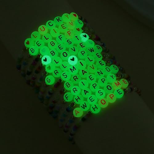 Friendship Bracelets Boho Stackable Bracelets for Women Surfer Heishi Clay Bead Bracelets Stretch Preppy Bracelets Colorful Boho Bracelets for Women - color: 12pcs LUCKY(night light)
