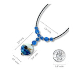 20" Handmade Lampwork Glass Statement Necklace for Women, Royal Blue Austrian Crystal, Black Bugle Beads, Stainless Steel Clasp