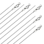 GTVOODX 10Pcs Adjustable Necklace Chains Silver Stainless Steel 0.75mm Rectangle Cable Chain Bulk with Lobster Clasps for DIY Jewelry Making - color: Sliver Rectangle Cable