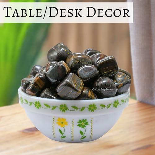 Amazing Gemstone Iron Tiger Eye Crystal Tumbled Stones Polished Rocks - Natural Gem Stones for Healing - DIY Crystals for Protection (1 Piece) - color: Iron Tiger Eye