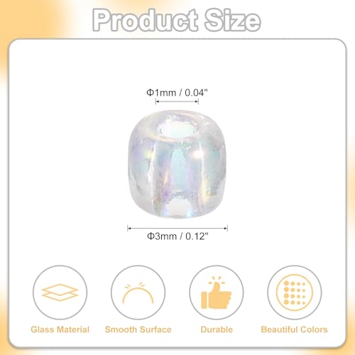 uxcell 2000 Pcs Glass Seed Beads Bulk, 3mm Mini Loose Glass Bugle Beads for DIY Earrings, Necklaces, Bracelets, Jewelry Making, Clear - color: Clear, size: 3mm