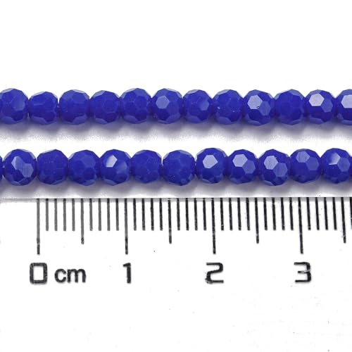 Perlin Czech Bohemian Crystal Glass Beads Faceted Round 4mm 90 Pieces Loose Spacer 1 Strand Beads for DIY Jewelry Earrings Necklace Bracelet Making (Cobalt Opaque) - color: Cobalt Opaque