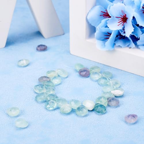 Craftdady 27pcs Faceted Teardrop Natural Fluorite Beads Top Drilled Energy Healing Crystal Gemstone Loose Beads Polished Chakra Stone Loose Beads 12x9-10mm for DIY Jewelry Crafts - color: Fluorite, 12x9-10mm