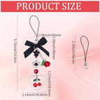 SUNNYCLUE 1 Box DIY 6 Sets Cell Phone Charm Kit Black Cherry Charms Gothic Checkered Bowknot Flowers Red Cherry Fruit Charm Accessories for Jewelry Making Kits Women Starters Cellphones Case Decors