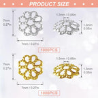 ANCIRS 2000pcs 7mm Spacer Beads Caps for Jewelry Making, Metal Flower Bead Caps for Bracelet Necklace- Gold & Silver - color: 2000pcs gold & silver
