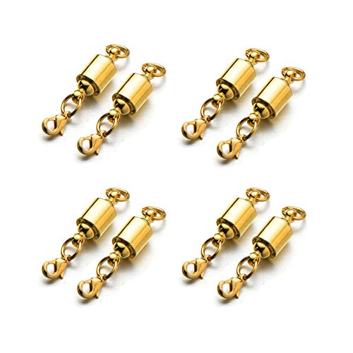 Zpsolution Screw Locking Magnetic Jewelry Clasps for Necklaces and Bracelets Easy On Open Necklaces 6mm Light and Small Keep The Clasp in Back 8pcs Gold - color: Small Gold 8pcs