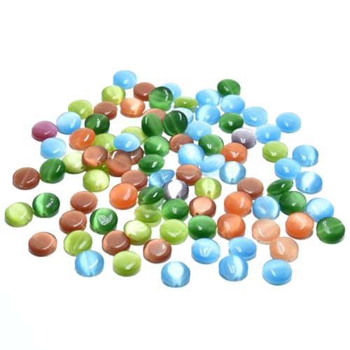 39pcs 10mm Mixed Colors Cat's Eye Coin Stone Loose Gemstone Beads Semi-Precious Craft Supplies for DIY Jewelry Making - color: Coin10mm Mixed Colors