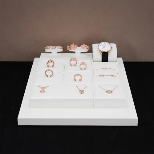 2 Slot PU Leather T-bar Earrings Jewelry Stand Holder Earring Display Rack (White) - size: 6.3" x 3.15" x 4.13"