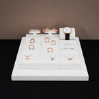 PU Leather Earring Stand Display Holder Organizer Jewelry Showcase (White) - size: 3.15" x 3.15" x 0.99"