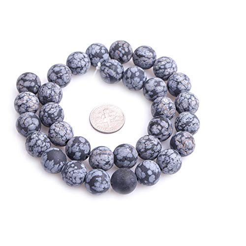 12mm Natural Stone Black Snowflake Jasper Frosted Matte Unpolished Round Beads for Jewelry Making Strand 15 inch - color: Black Snowflake, size: 12mm