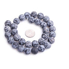 12mm Natural Stone Black Snowflake Jasper Frosted Matte Unpolished Round Beads for Jewelry Making Strand 15 inch - color: Black Snowflake, size: 12mm