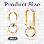 JJUNW 30 Pcs Metal Lobster Claw Clasp, Swivel Snap Key Chain Clip Hooks, Keychain Hooks for Keychain Making DIY Crafts Lanyard Making Pet Collar(Gold) - color: Gold