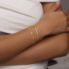 Gold Bracelets Set for Women Stack, Chunky Thick Bracelets Stack for Women Trendy, Simple Dainty Thin Gold Plated Cuff Stackable Bracelets With Beaded Cuban Paperclip Snake Rope Bangle Hand Chain Jewelry - style: Style 02-gold