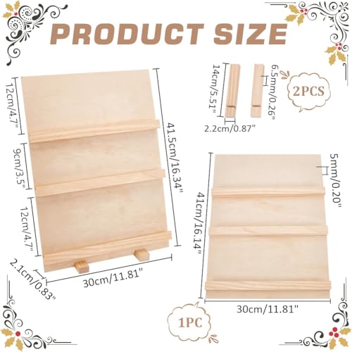 PH PandaHall 3 Tier Wood Earring Card Holder, Retail Jewelry Display Rack Photos Card Display Stand Rack Rustic Earring Display Stand for Displaying Earring Bookmarks Stickers Jewelry Exhibition