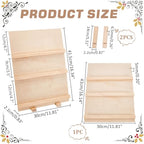 PH PandaHall 3 Tier Wood Earring Card Holder, Retail Jewelry Display Rack Photos Card Display Stand Rack Rustic Earring Display Stand for Displaying Earring Bookmarks Stickers Jewelry Exhibition