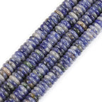JOE FOREMAN 2x6mm Natural Blue Sodalite Jasper Stone Heishi Rondelle Spacer Beads for Jewelry Making Full 15" Strand Energy Stone Healing Power Crystal - color: Blue Sodalite Jasper