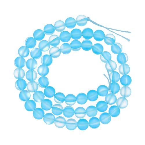 uxcell Matte Crystal Glass Beads 6mm Synthetic Frosted Shining Semi-Precious Round Loose Beads Synthetic Moonstone for Jewelry Making DIY Bracelet, Light Blue - color: Light Blue, size: 6mm