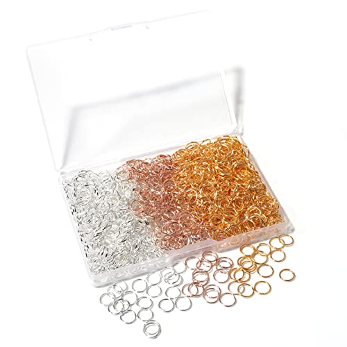 1000 Pcs 6mm Open Jump Rings Silver, Gold and Rose Gold Plated Jump Rings for Jewelry Making Iron Made Single Ring Bulk for DIY Craft Earring Necklace Bracelet Pendant Choker Jewelry Making Findings - color: Color mixing, size: 6mm