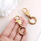2 Pcs Double Opening Keychain Clip, Heavy Duty Zinc Alloy Swivel Lobster Clasp with Key Ring Spring Snap Hook Purse Clip for Jewelry Lanyard, DIY Crafts Purse Making Camping Travel Accessories (Gold) - color: Gold