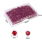 1200pcs Crystal Glass Beads 3mm Bulk Faceted Bicone Spacer Beads for DIY Jewelry Making - color: Crimson AB, size: 3mm