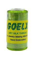 Goelx Silk Thread by Shade No for Jewelry, Tassel Making, Embroidery, Crafts, Shiny Soft Thread Spools - Green - 161 D - color: Green - 161 D
