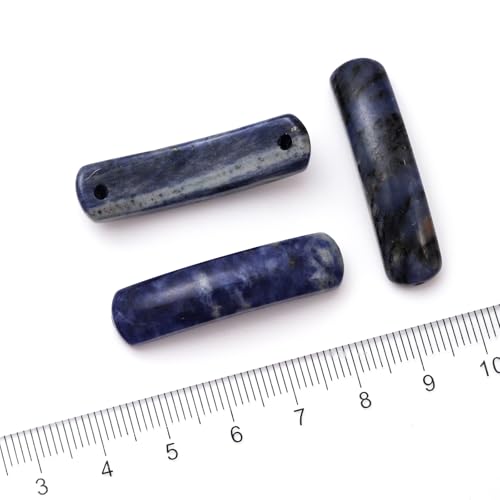 5PCS Natural Blue Sodalite Stone Rectangle Curved Beads Gemstone Pendants Connectors for DIY Bracelet Neclace Jewelry Making - color: Blue Sodalite
