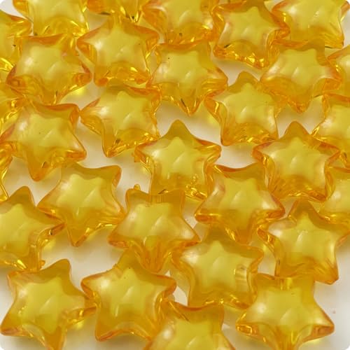 50pcs 18mm Acrylic Star Beads Spacer Beads for DIY Jewelry Making Bracelet Necklace Key Chains Handmade Craft(Gold Yellow) - color: Gold Yellow, size: 18mm