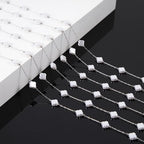 KYUNHOO 13 Feet Stainless Steel Silver Jewelry Making Chains Clover Leaf Shaped Faux Pearl Chain Roll with Jewelry Clasps for Handcraft DIY - color: Clover Silver