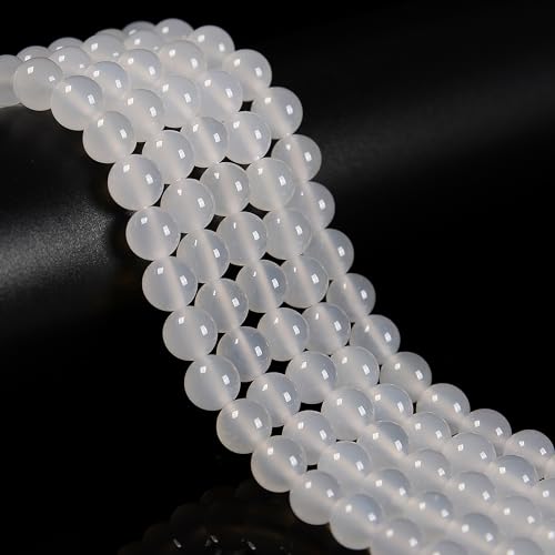 65Pcs 6mm White Agate Natural Faceted Round Loose Real Stone Beads Gemstone Genuine for DIY Hand Made Craft Jewelry Bracelet Earring Necklace String Making Energy Healing Power - color: White Agate, size: 6mm