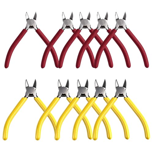 10 Pcs 6" Precision Wire Cutters Spring Loaded Flush Cutters Sharp Side Cutter Clippers Diagonal Cutting Pliers for Jewelry Making, Crafts, Electronics, Zip Ties