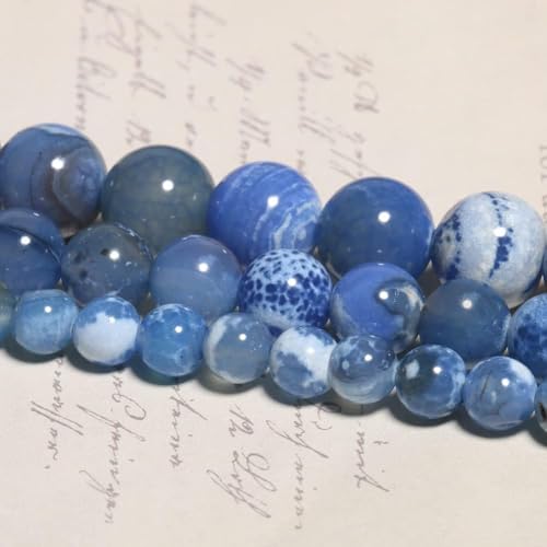 Yochus 60pcs Blue Fire Agate Stone Beads，6mm Healing Power Natural Stone Round Loose Beads for Jewelry Making Earring Necklace DIY Crafts - color: Blue Fire Dragon Agates, size: 6mm 60beads