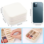Neveika Portable Travel Mini Jewelry Box Leather Jewellery Ring Organizer Case Storage Gift Box Girls Women (white). - color: White