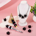 30Pcs Acrylic Letter Beads with Large Hole Letter U Chunky Vowel Bead with Horizontal Hole Black Plastic 3D Initial Alphabet European Beads for Key Chains Necklace DIY Craft Arts Projects - color: Black U