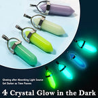 ROADPLUM 40Pcs Healing Crystal Pendants, Glow in the Dark Gemstone Charm, Hexagonal Chakra, Natural Quartz Stone, Necklace Pendants for Jewelry Making