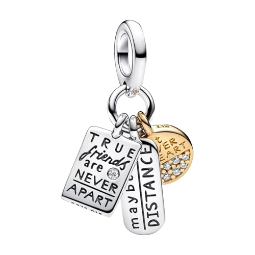 Love Family Friendship Graduation Mothers Nurses Day S925 Bead Pendant Charms for Pandora Bracelets Necklaces, Gifts Women, for Anniversary Birthday Valentines Day Christmas, Silver Gold - style: Friendship Triple Dangle Charms