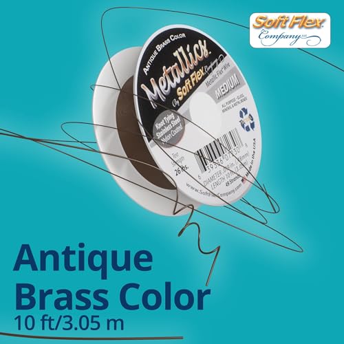 Soft Flex 49 Strand Beading Wire - Medium 0.19 Diameter - 10 Feet Nylon Design Wire - style: Antique Brass