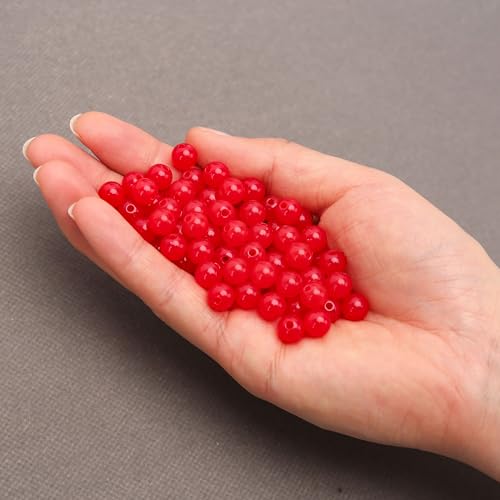 BONNY BOXX 1000PCs 6MM Jelly Red Acrylic Round Beads, Smooth Transparent Acrylic Balls, Plastic Resin Gumball Bubblegum Chunky Beads for Necklace & Bracelet Making, Crafting Supplies - color: Jelly Red, size: 6MM