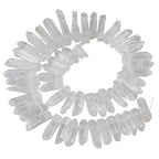rockcloud Natural Rock Crystal Points Titanium Coated Clear Quartz Sticks Spikes Top Drilled 15 inch Strand - color: #20-Natural Clear Quartz