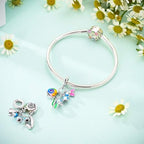 LAZA 925 Sterling Silver Charm for Bracelet Necklace Dangle Love Mom Butterfly Party Charm Beads Pendants DIY Jewelry for Women - color: Snail Flowers
