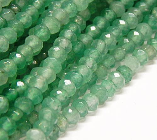 Perlin Agate & Jasper Gemstone Strand Beads 4 mm Rondelle 110 Pieces Jewellery Beads Semi-Precious Stone for Jewellery Necklace Bracelet Earrings (Light Green Agate) - color: Light green agate