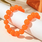 Chunky Acrylic Resin Beaded Necklace for Women Colorful Large Round Choker Adjustable Stack Acrylic Beads Necklace Resin Summer Party Jewelry - style: Orange