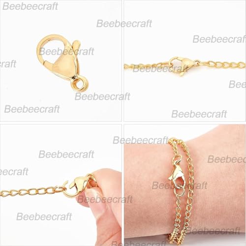 Beebeecraft 1 Box 50Pcs Lobster Claw Clasps 24K Gold Plated 304 Stainless Steel Trigger Small Snap Clasp for Bracelet Necklace Jewelry Making 9x6mm - size: 6mm