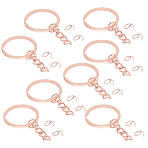 50Pcs Keychain Key Ring with Chain Bulk Split Key Chain,1.1 Inch Key Chains Parts with Open Jump Ring Connector for Jewelry Making Crafts (Rose Gold) - color: 50Pcs Rose Gold