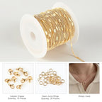 Kyutong 32.8 Feet Gold Plated Jewelry Making Chain on Spool Thin Flat Curb Chains Solid Stainless Steel Jewelry Chain for Necklace DIY with Jewelry Accessories - color: Flat Curb Gold